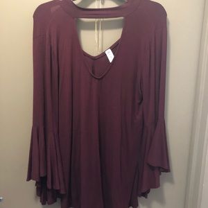 Burgundy long sleeve blouse